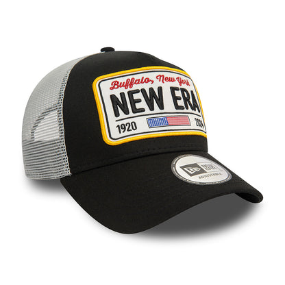 New Era A-Frame Trucker Cap - License Plate - Black-Grey