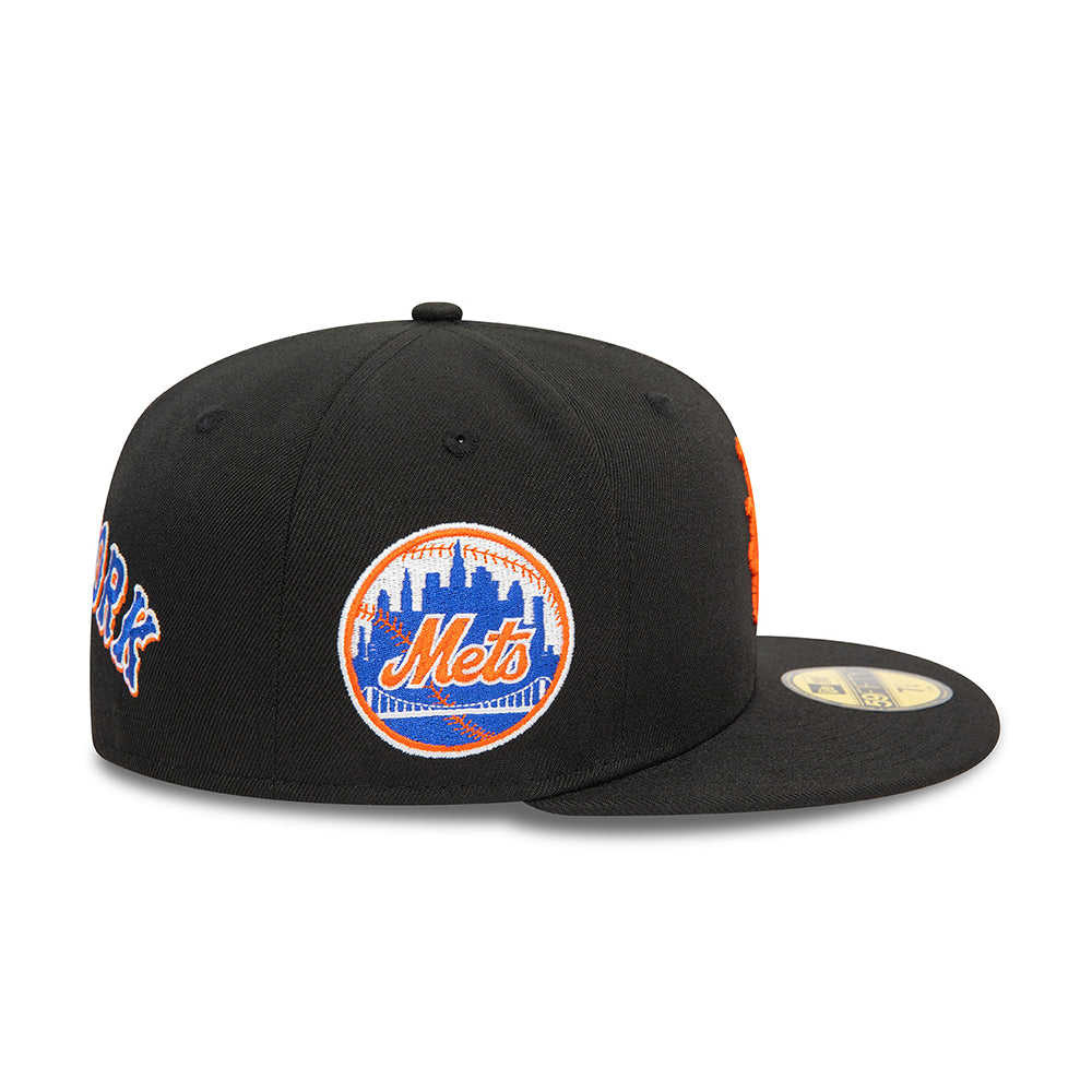 New Era 59FIFTY New York Mets Baseball Cap - MLB Upside Down AOP - Black-Orange