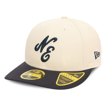 New Era 59FIFTY Low Profile Baseball Cap - NE Heritage Script - Stone-Navy