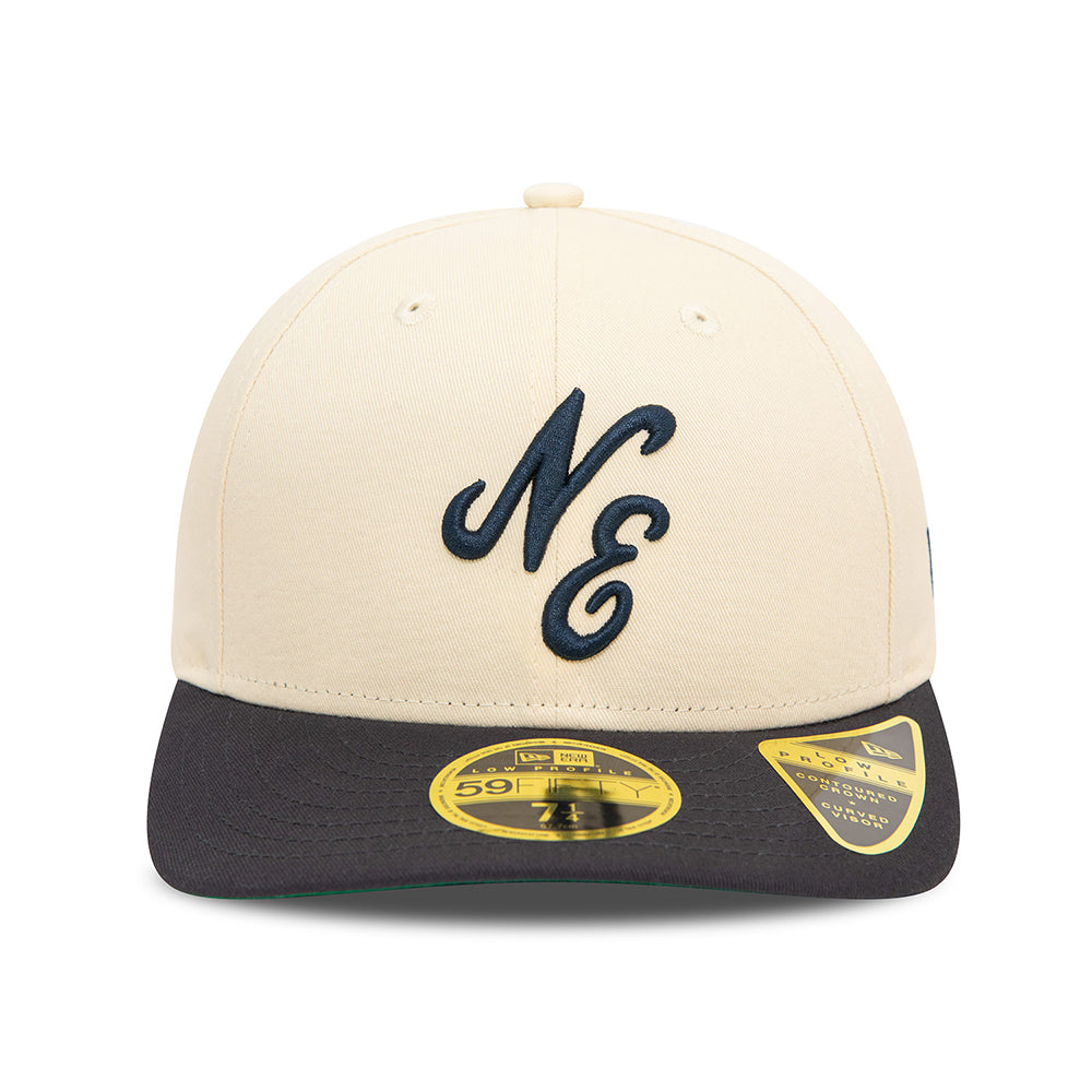 New Era 59FIFTY Low Profile Baseball Cap - NE Heritage Script - Stone-Navy