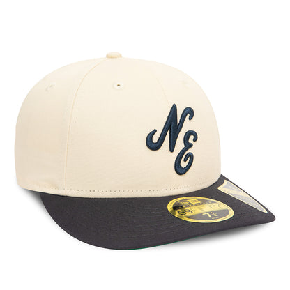 New Era 59FIFTY Low Profile Baseball Cap - NE Heritage Script - Stone-Navy