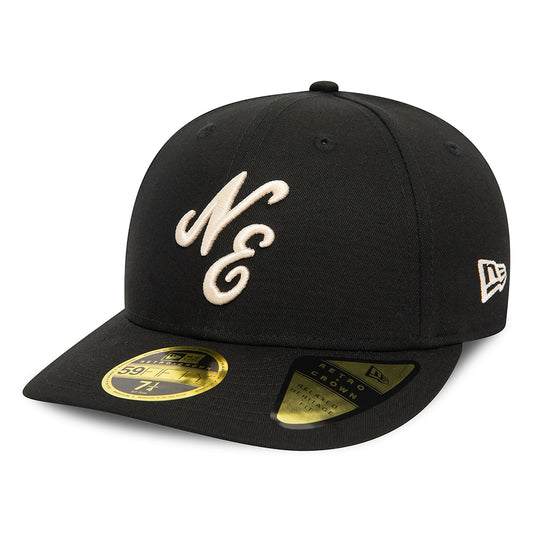 New Era 59FIFTY Low Profile Baseball Cap - NE Heritage Script - Black-Stone