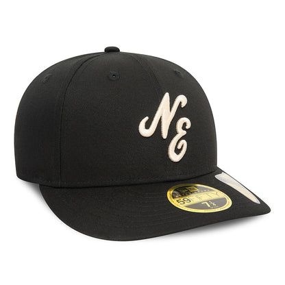 New Era 59FIFTY Low Profile Baseball Cap - NE Heritage Script - Black-Stone