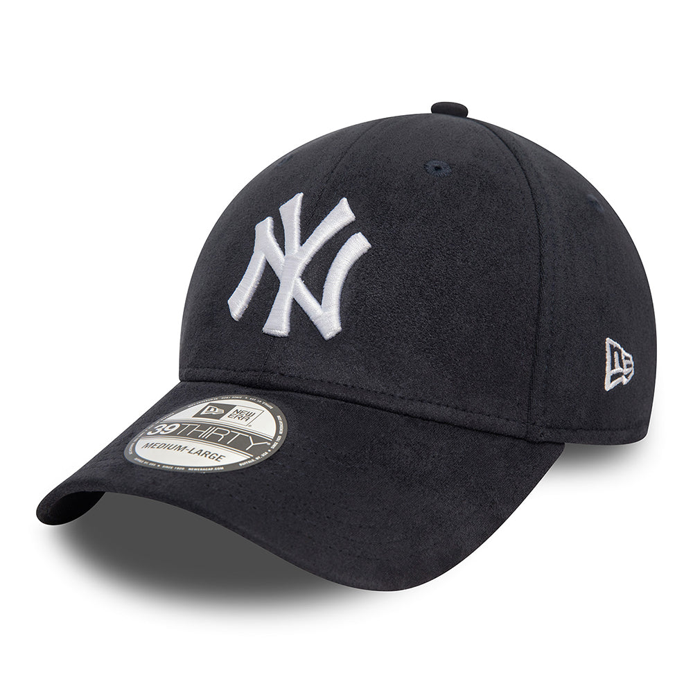 New Era 39THIRTY New York Yankees Baseball Cap - MLB Faux Suede - Navy-White