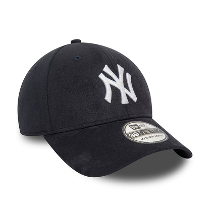 New Era 39THIRTY New York Yankees Baseball Cap - MLB Faux Suede - Navy-White