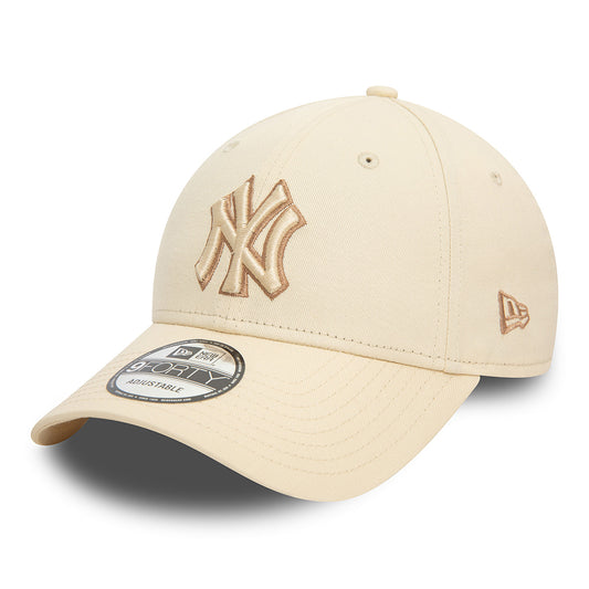 New Era 9FORTY New York Yankees Baseball Cap - MLB Team Outline - Cream-Taupe