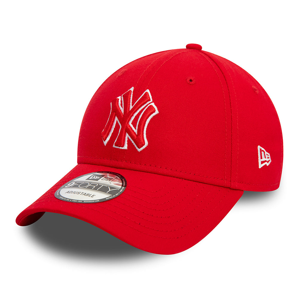 New Era 9FORTY New York Yankees Baseball Cap - MLB Team Outline - Scarlet-White