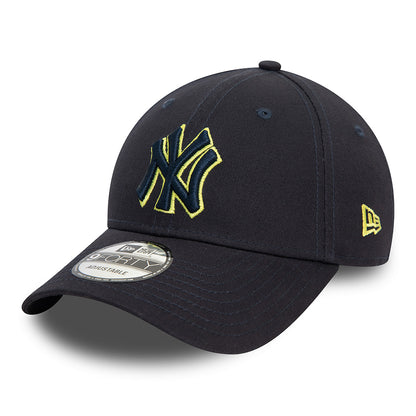 New Era 9FORTY New York Yankees Baseball Cap - MLB Team Outline - Navy-Lime