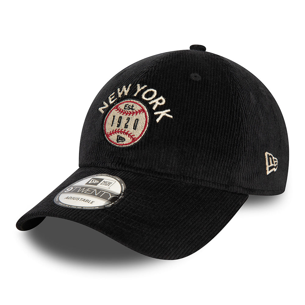 New Era 9TWENTY New York Baseball Cap - NE Cord - Black