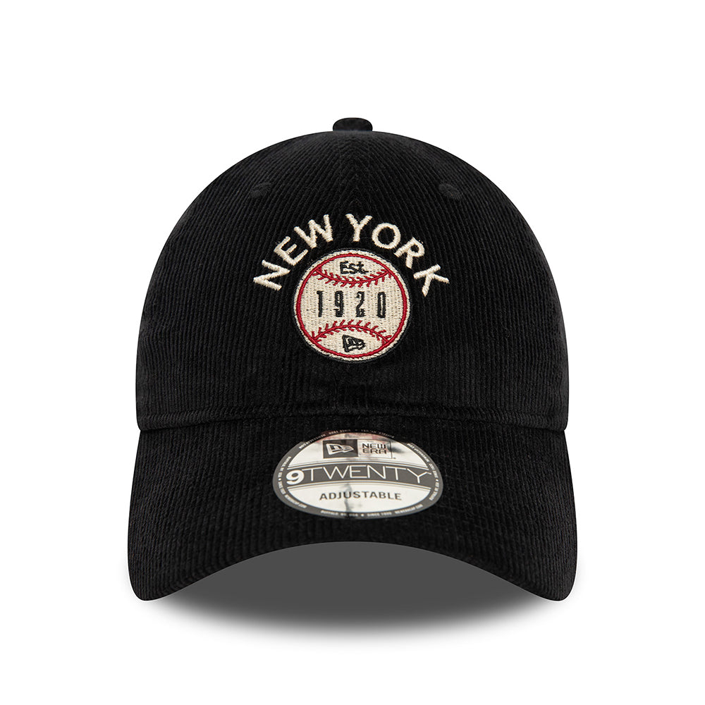 New Era 9TWENTY New York Baseball Cap - NE Cord - Black