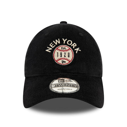 New Era 9TWENTY New York Baseball Cap - NE Cord - Black