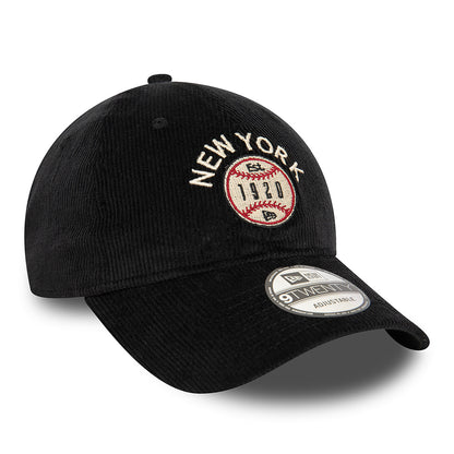 New Era 9TWENTY New York Baseball Cap - NE Cord - Black