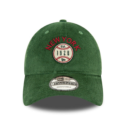 New Era 9TWENTY New York Baseball Cap - NE Cord - Dark Green