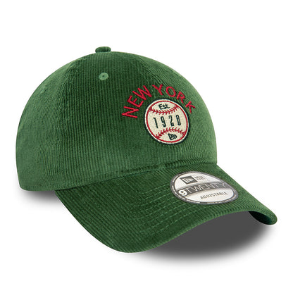 New Era 9TWENTY New York Baseball Cap - NE Cord - Dark Green