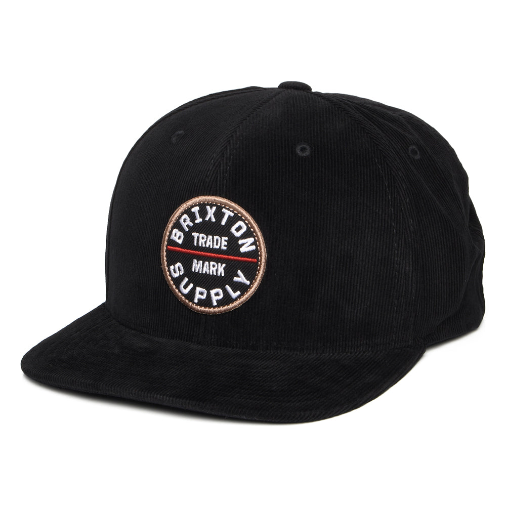 Brixton Hats Oath III Corduroy Snapback Cap - Black