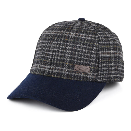 Barbour Hats Clyde Plaid Wool Blend Baseball Cap - Navy-Grey