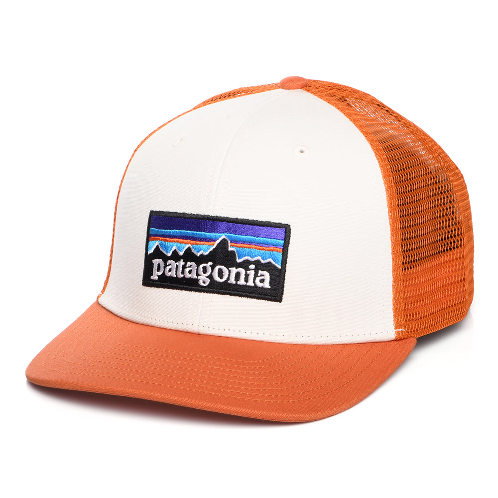 Patagonia Hats P-6 Logo Organic Cotton Trucker Cap - White-Rust