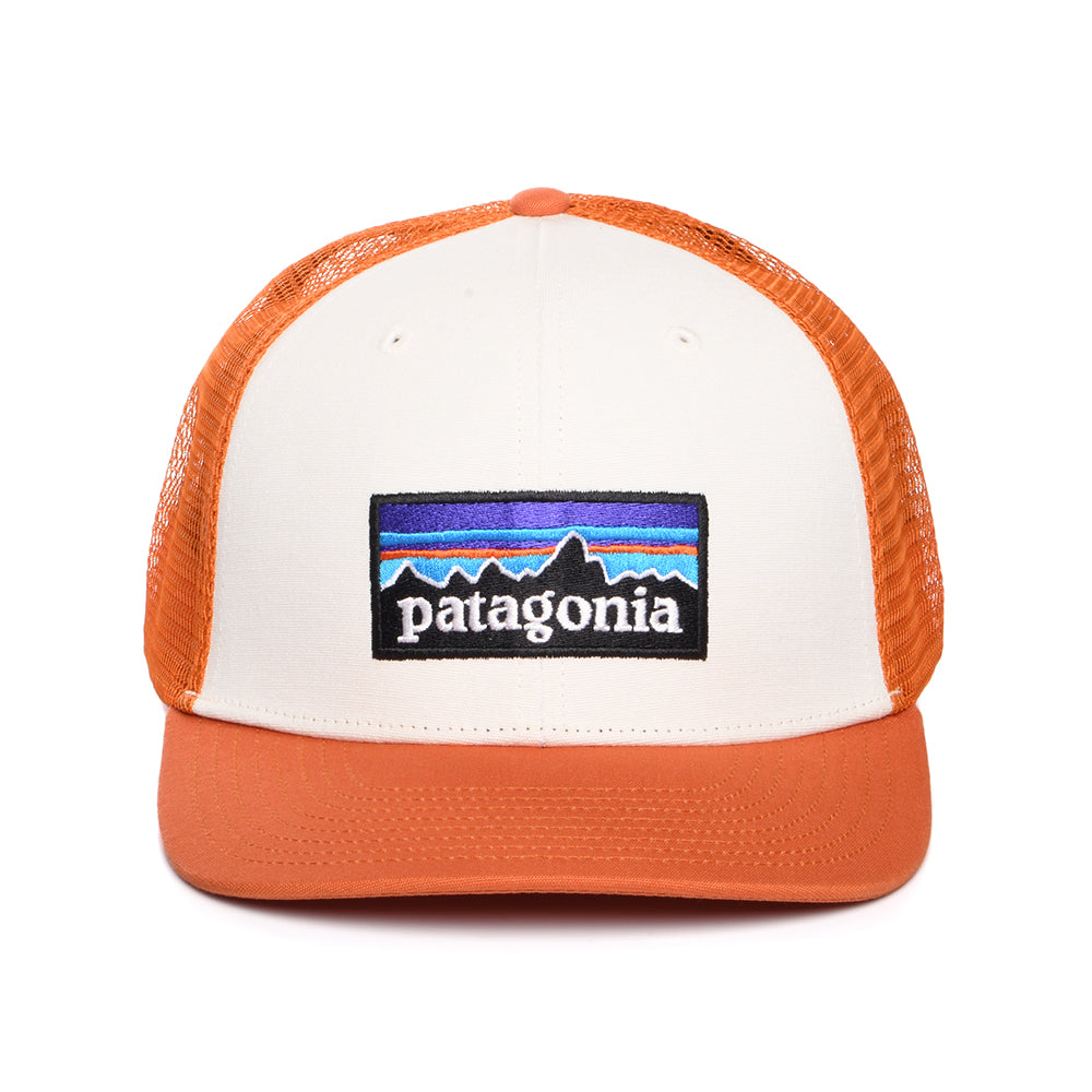 Patagonia Hats P-6 Logo Organic Cotton Trucker Cap - White-Rust