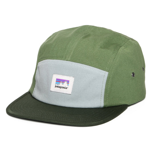 Patagonia Hats Shop Sticker Graphic Maclure Organic Cotton 5 Panel Cap - Light Blue-Green