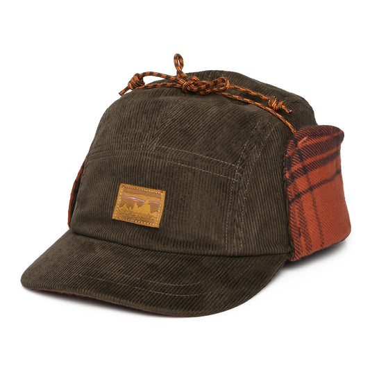 Patagonia Hats Range Corduroy 5 Panel Cap With Earflaps - Walnut