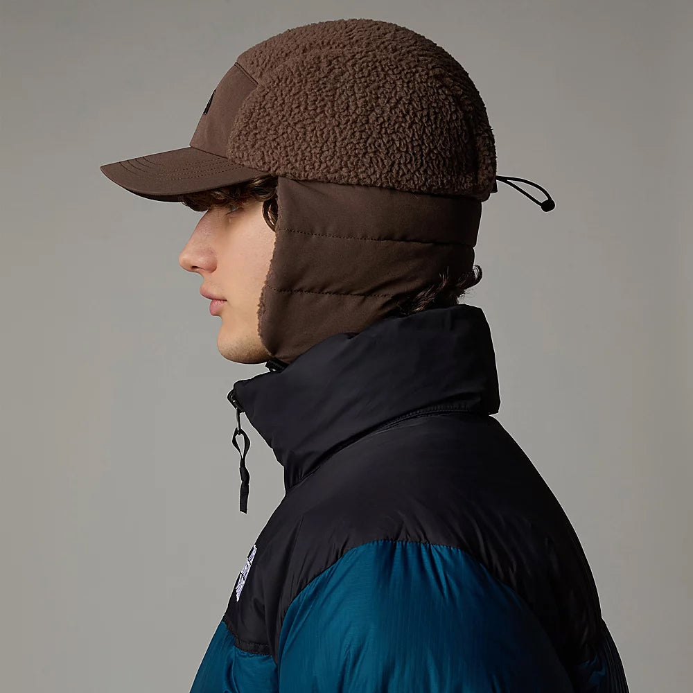 The North Face Hats Cragmont Water Repellent Fleece 5 Panel Cap With Earflaps - Smoke Brown