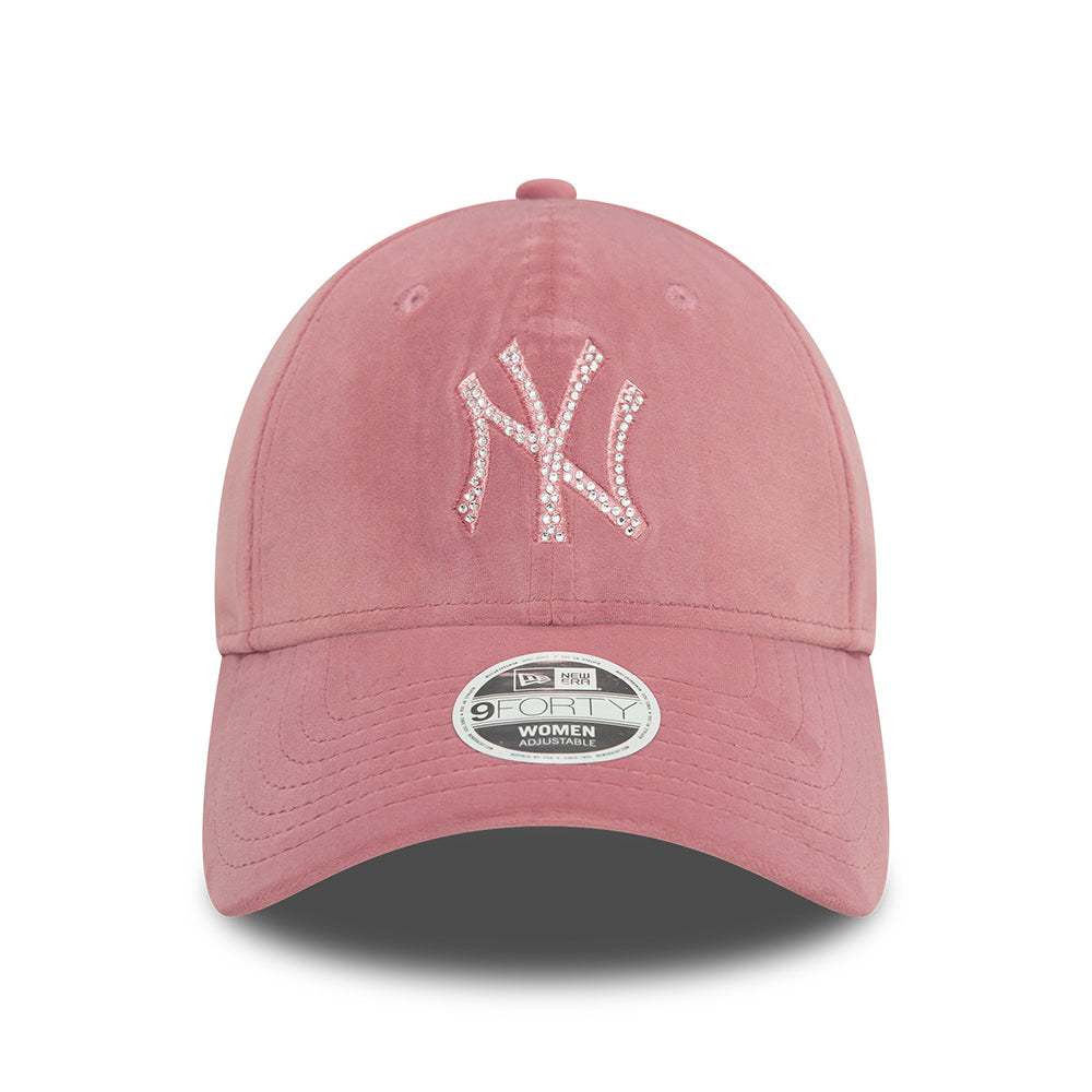 New Era Womens 9FORTY New York Yankees Baseball Cap - MLB Velour Diamante - Pink