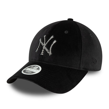 New Era Womens 9FORTY New York Yankees Baseball Cap - MLB Velour Diamante - Black