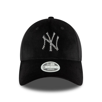 New Era Womens 9FORTY New York Yankees Baseball Cap - MLB Velour Diamante - Black