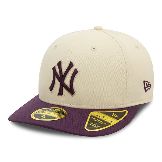 New Era 59FIFTY New York Yankees Low Profile Baseball Cap - MLB Seasonal World Series - Light Cream-Damson