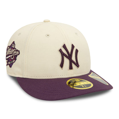 New Era 59FIFTY New York Yankees Low Profile Baseball Cap - MLB Seasonal World Series - Light Cream-Damson