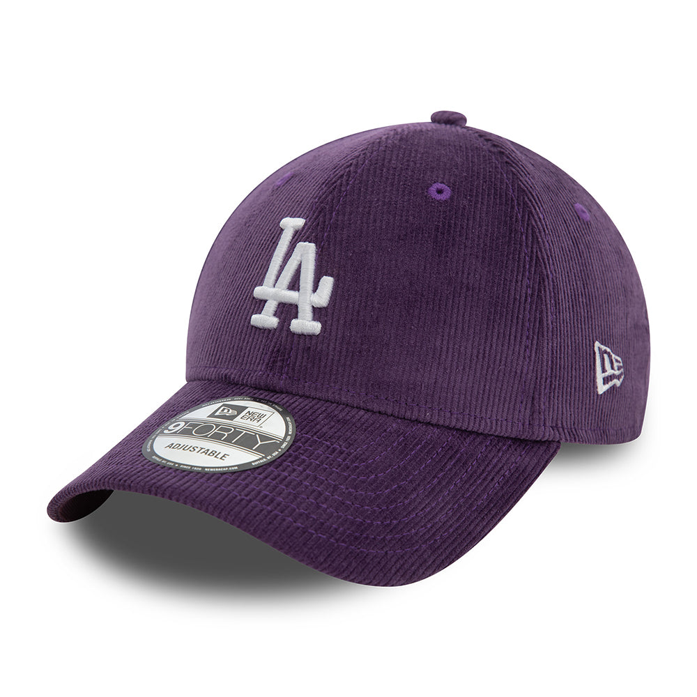 New Era 9FORTY L.A. Dodgers Baseball Cap - MLB Cord - Damson-White