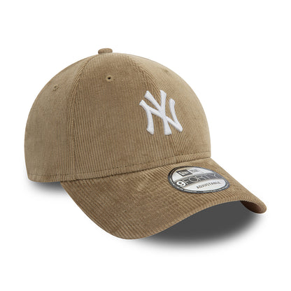 New Era Unisex 9FORTY New York Yankees Baseball Cap - MLB Cord - Taupe-White