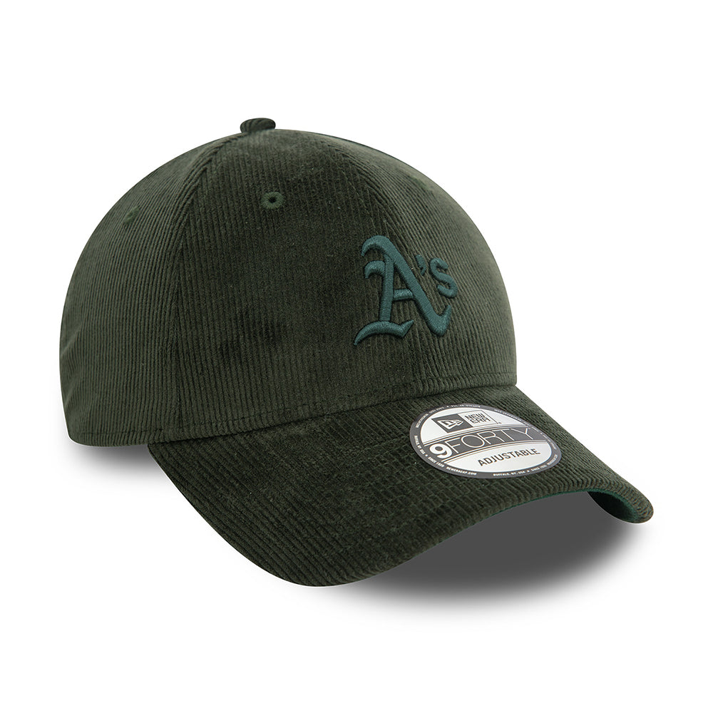 New Era 9FORTY Oakland Athletics Baseball Cap - MLB Cord - Dark Green