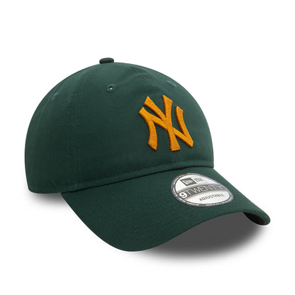 New Era 9TWENTY New York Yankees Baseball Cap - MLB League Essential - Dark Green-Amber