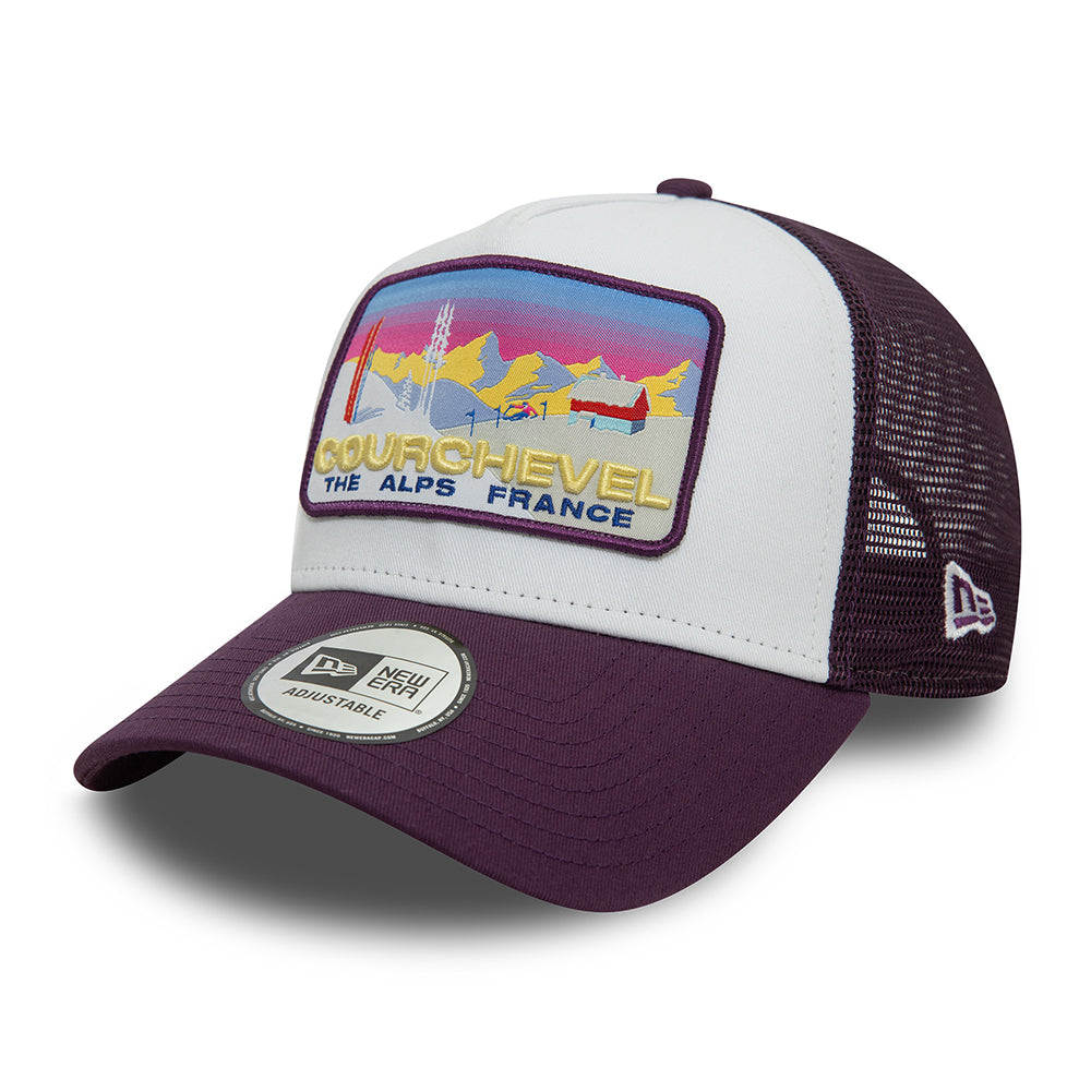 New Era Courchevel A-Frame Trucker Cap - Ski Patch - Damson-White