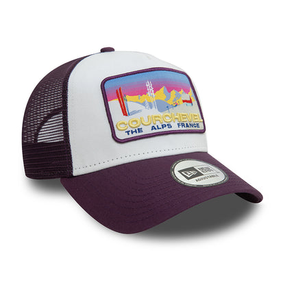 New Era Courchevel A-Frame Trucker Cap - Ski Patch - Damson-White