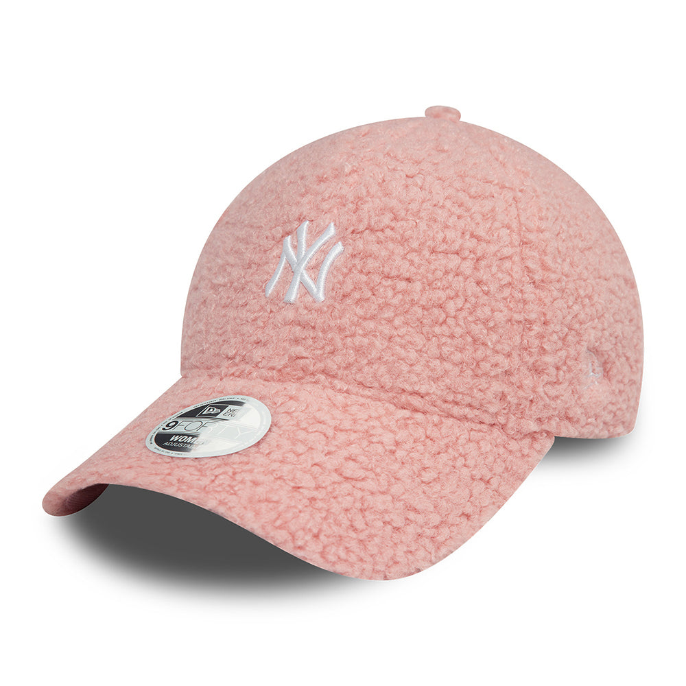 New Era Womens 9FORTY New York Yankees Baseball Cap - MLB Borg - Blush-White