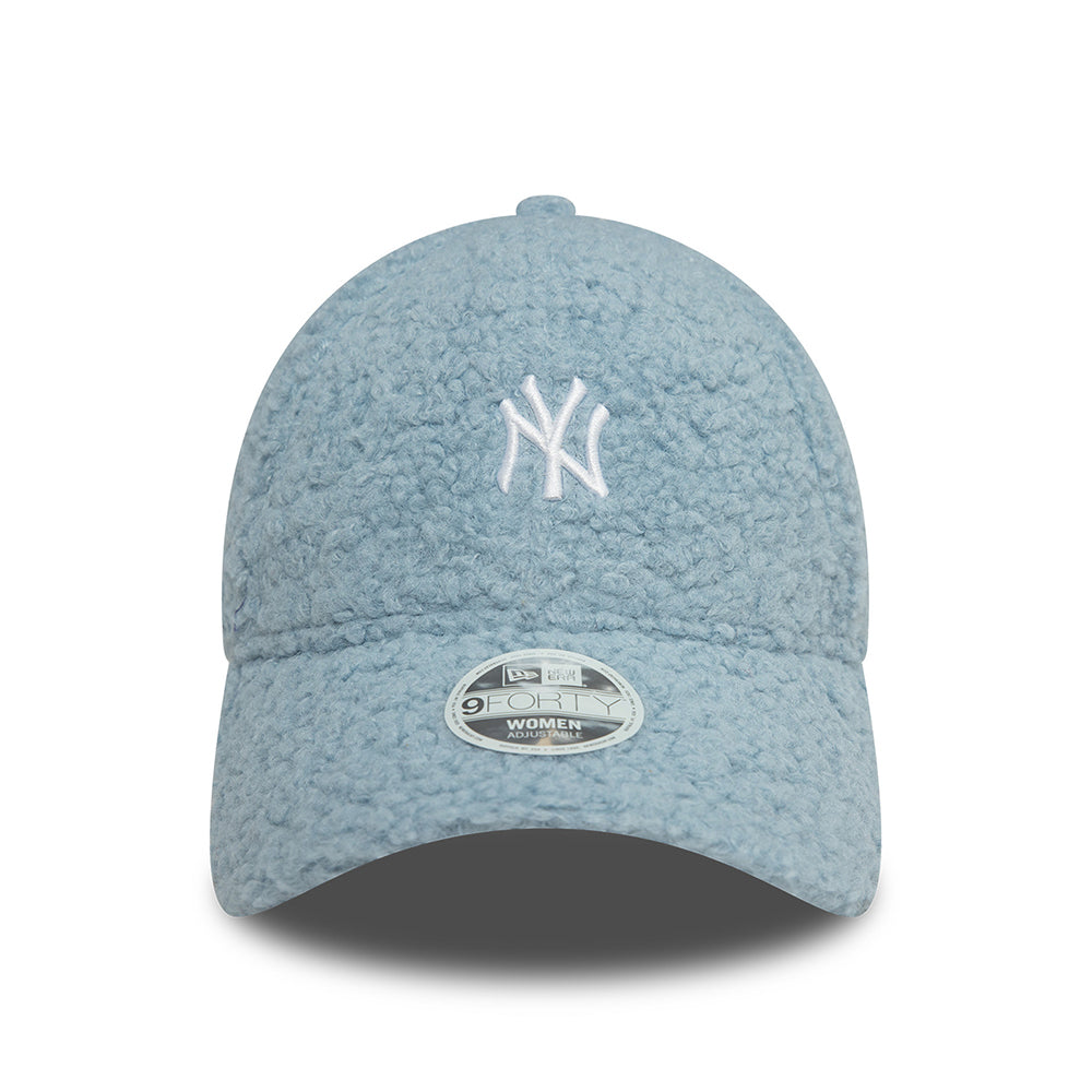 New Era Womens 9FORTY New York Yankees Baseball Cap - MLB Borg - Light Blue-White