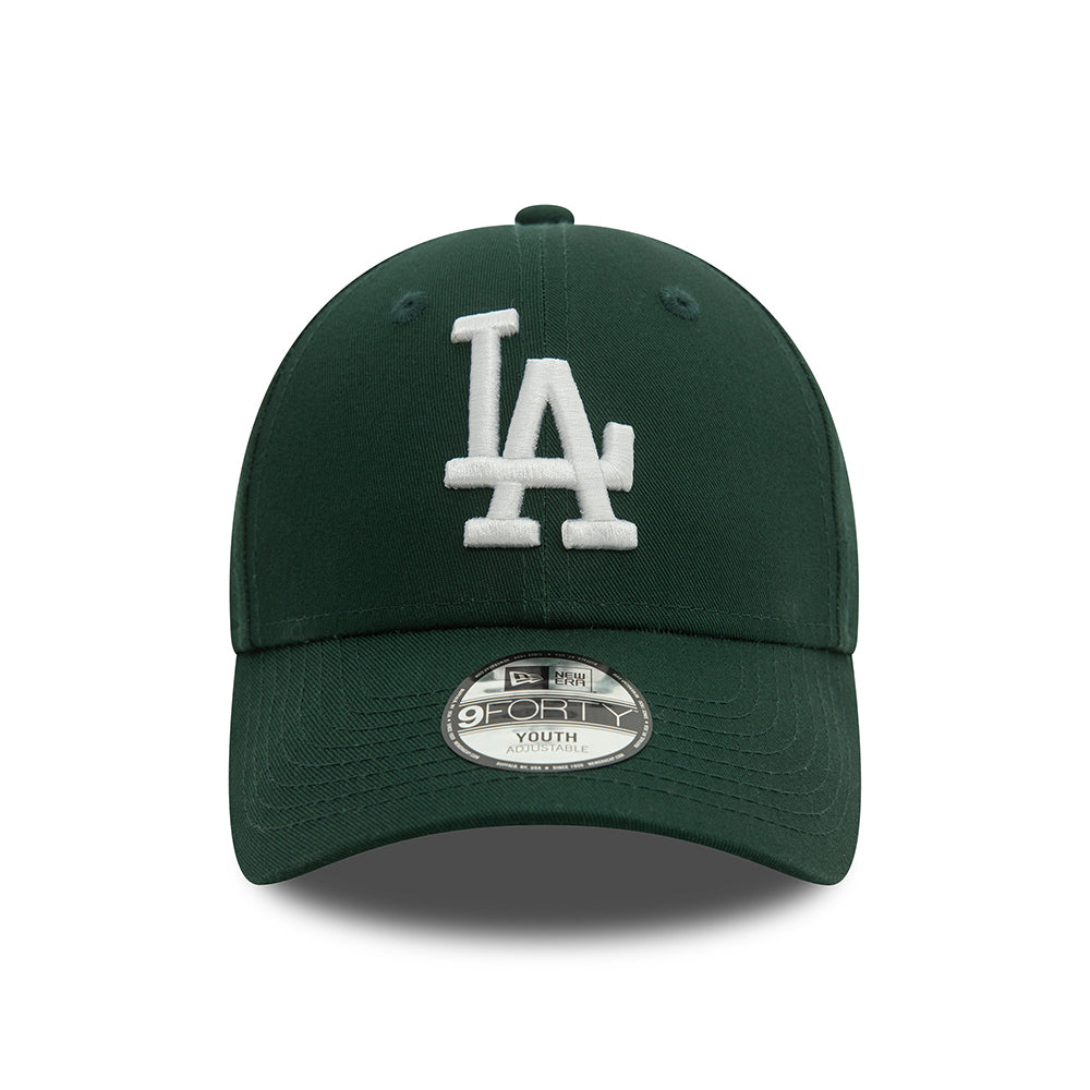 New Era Kids 9FORTY L.A. Dodgers Baseball Cap - MLB League Essential - Dark Green-White