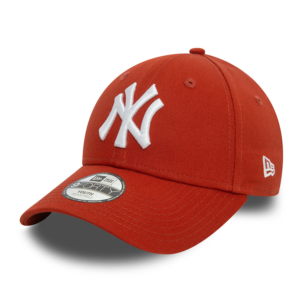 New Era Kids 9FORTY New York Yankees Baseball Cap - MLB League Essential - Rust-White