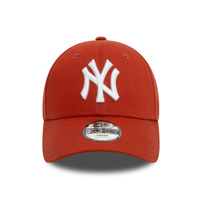 New Era Kids 9FORTY New York Yankees Baseball Cap - MLB League Essential - Rust-White