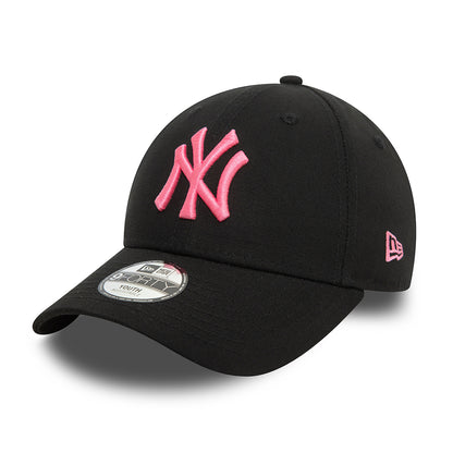 New Era Kids 9FORTY New York Yankees Baseball Cap - MLB Neon - Black-Neon Pink