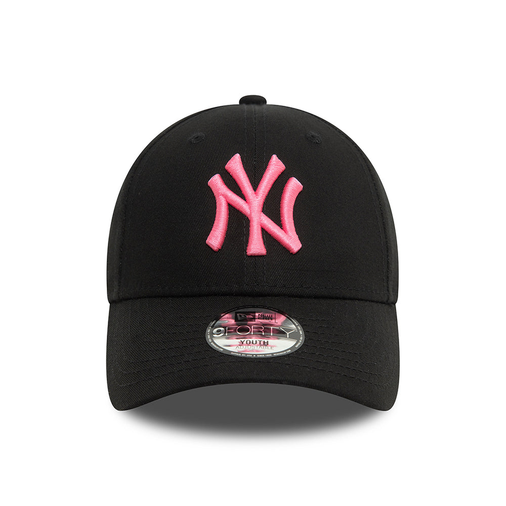 New Era Kids 9FORTY New York Yankees Baseball Cap - MLB Neon - Black-Neon Pink