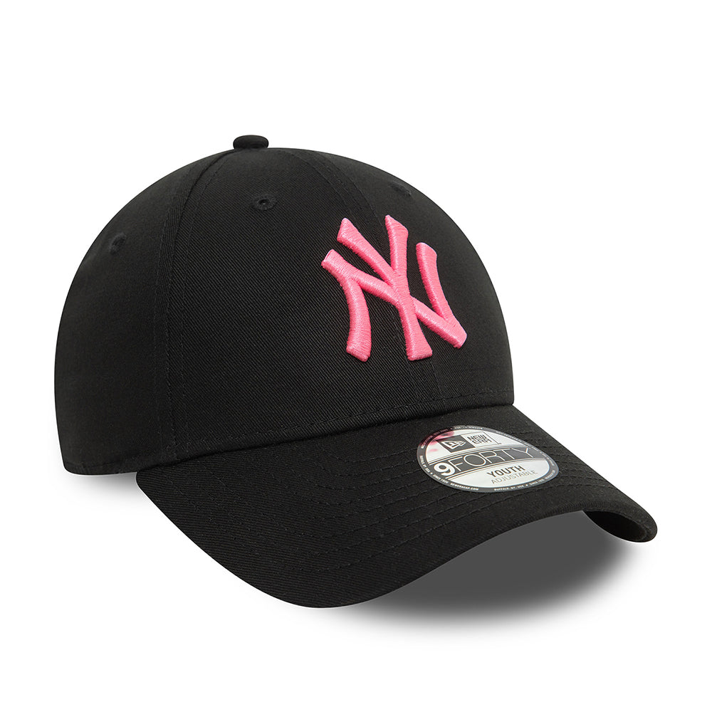 New Era Kids 9FORTY New York Yankees Baseball Cap - MLB Neon - Black-Neon Pink