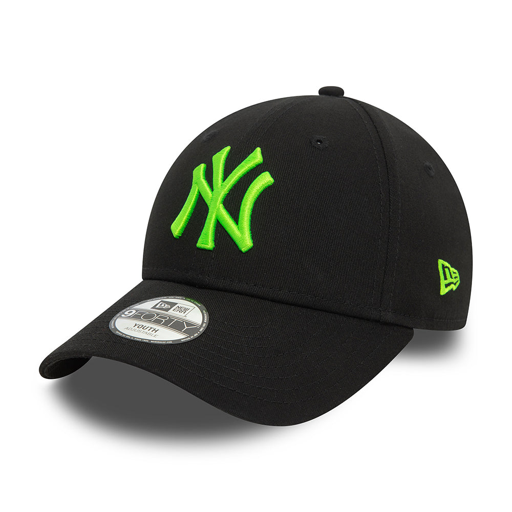 New Era Kids 9FORTY New York Yankees Baseball Cap - MLB Neon - Black-Neon Green