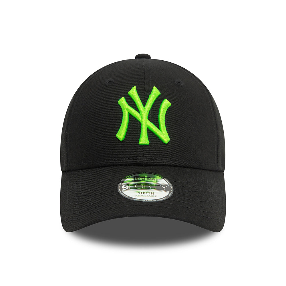 New Era Kids 9FORTY New York Yankees Baseball Cap - MLB Neon - Black-Neon Green