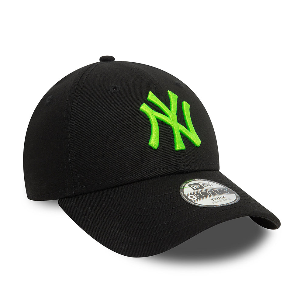 New Era Kids 9FORTY New York Yankees Baseball Cap - MLB Neon - Black-Neon Green