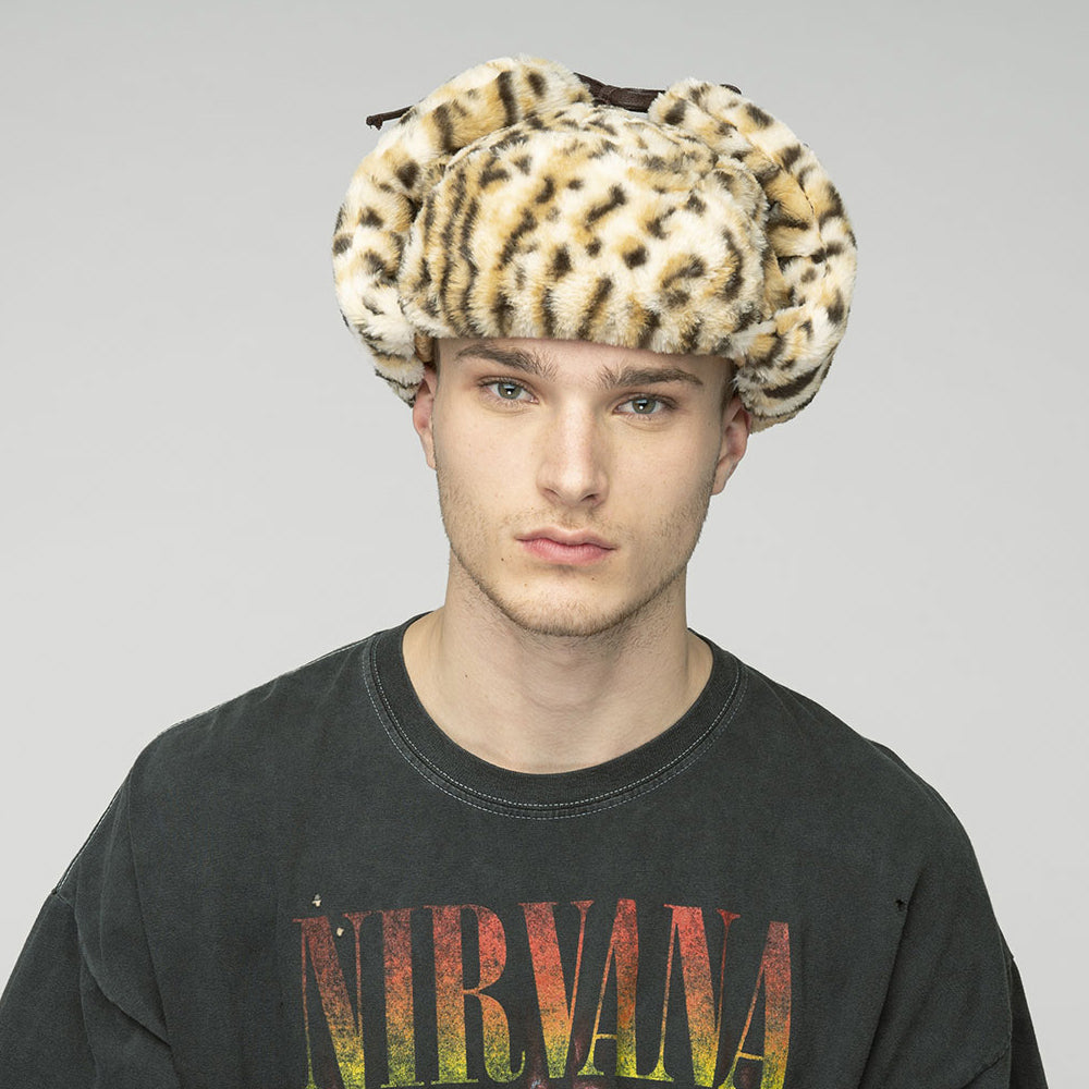 Kangol Faux Fur Trapper Hat - Snow Leopard