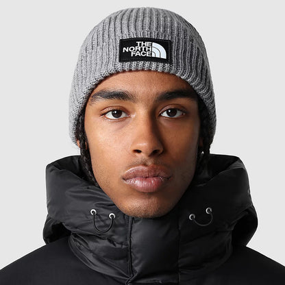 The North Face Hats TNF Logo Box Cuffed Fisherman Beanie Hat - Mid Grey