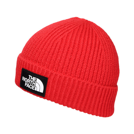 The North Face Hats TNF Logo Box Cuffed Fisherman Beanie Hat - Red